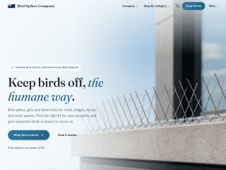Bird Spikes Company Zealand website preview