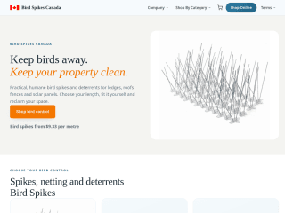 Bird Spikes Company Canada website preview