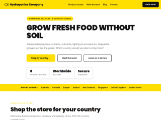 Hydroponics - COMPANY PAGE website preview